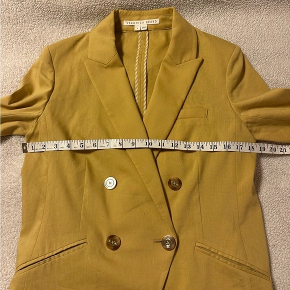 Veronica Beard Nisha Double Breasted Blazer Vintage Yellow Linen Jacket - Picture 7 of 16